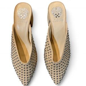 Vince Camuto Beige Studded Mules